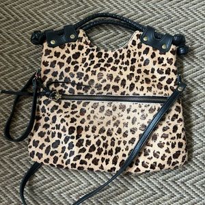 Luciana Verde Leather Leopard  crossbody